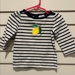 Janie and Jack Navy Striped Shirt with Lemon Accent